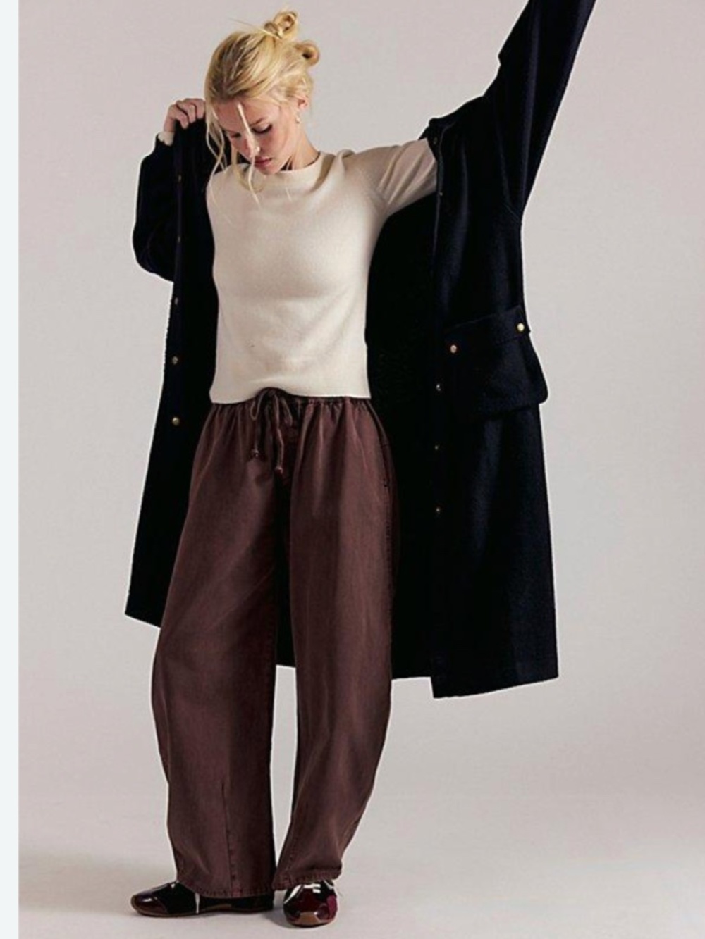 Free People Lex Pull-On Barrel Pants - Brunette